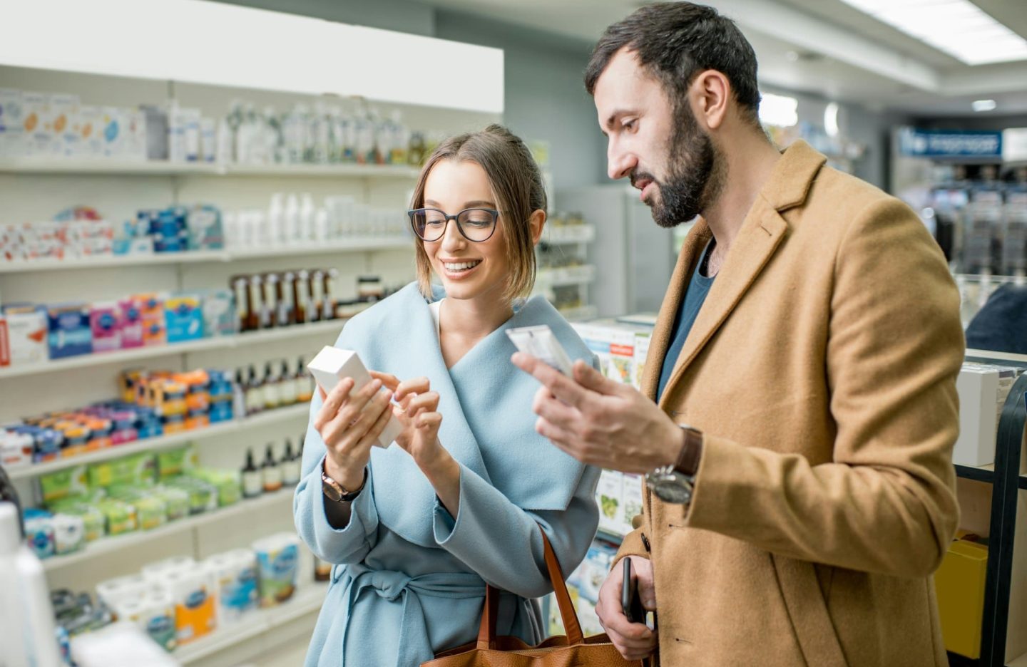 Couple in the pharmacy store